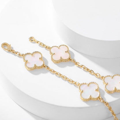 [Panda Jewelry]CLOVER 10 MOTIFS WHITE MOTHER OF PEARL NECKLACE