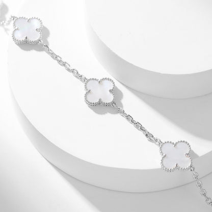 [Panda Jewelry]CLOVER 10 MOTIFS WHITE MOTHER OF PEARL NECKLACE