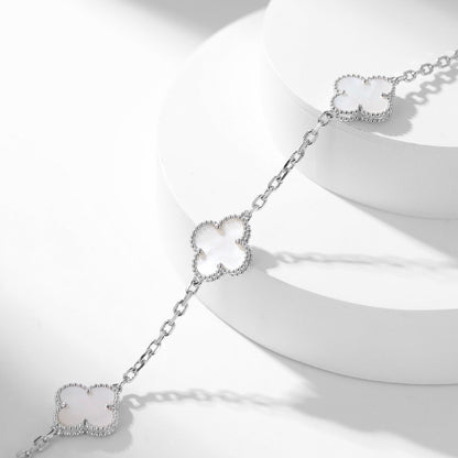 [Panda Jewelry]CLOVER 10 MOTIFS WHITE MOTHER OF PEARL NECKLACE
