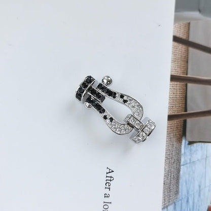 [Panda Jewelry]FORCE LARGE HORSESHOE BLACK WHITE DIAMOND BRACELET ROSE GOLD