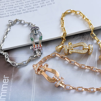 [Panda Jewelry]FORCE LARGE HORSESHOE CLASP  METAL BRACELET