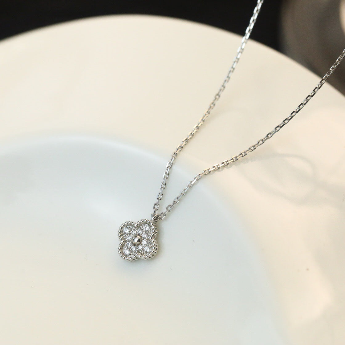 [Panda Jewelry]CLOVER MINI 9.5MM PENDANT DIAMOND NECKLACE