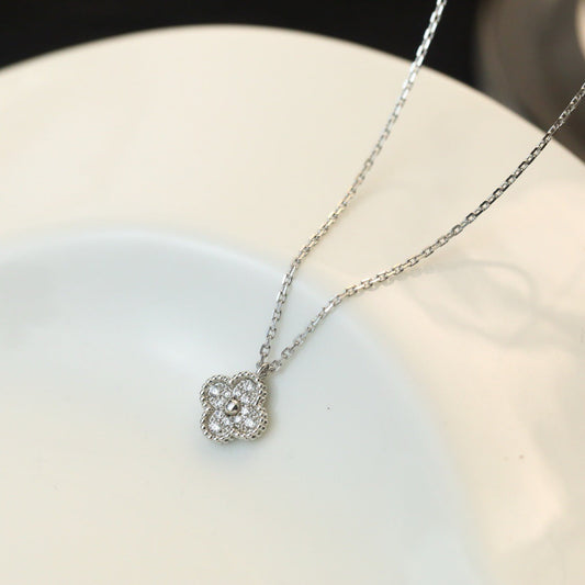 [Panda Jewelry]CLOVER MINI 9.5MM PENDANT DIAMOND NECKLACE