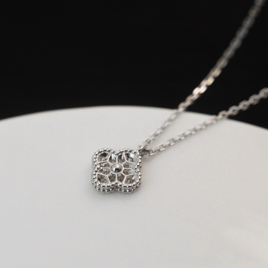 [Panda Jewelry]CLOVER MINI 9.5MM PENDANT DIAMOND NECKLACE