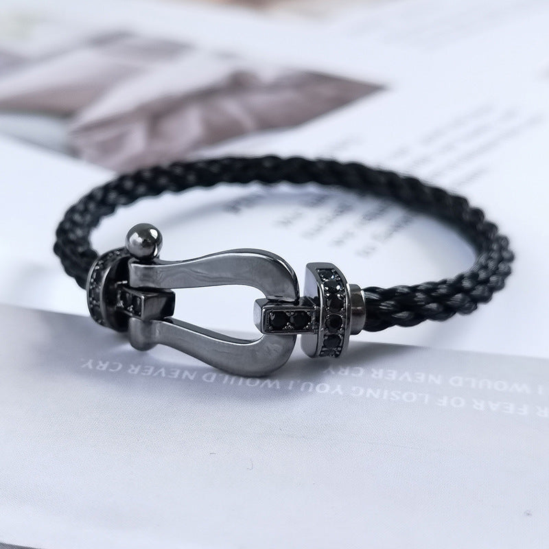 [Panda Jewelry]FORCE LARGE SERIES HORSESHOE BLACK SAMURAI BRACELET