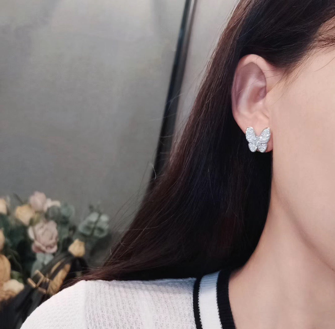 [Panda Jewelry]BUTTERFLY ALL DIAMOND EARRINGS