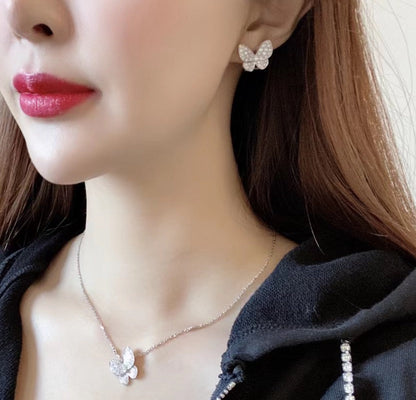 [Panda Jewelry]BUTTERFLY ALL DIAMOND EARRINGS