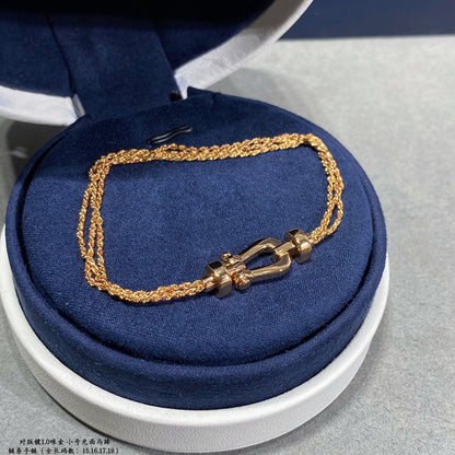 [Panda Jewelry]FORCE SMALL HORSESHOE  DIAMOND CHAIN ROPE BRACELET