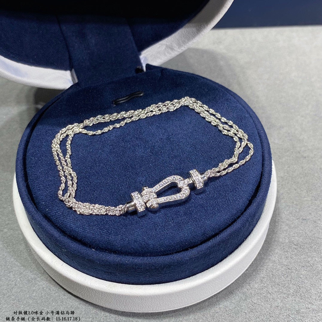 [Panda Jewelry]FORCE SMALL HORSESHOE  DIAMOND CHAIN ROPE BRACELET