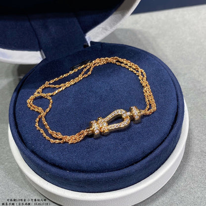 [Panda Jewelry]FORCE SMALL HORSESHOE  DIAMOND CHAIN ROPE BRACELET