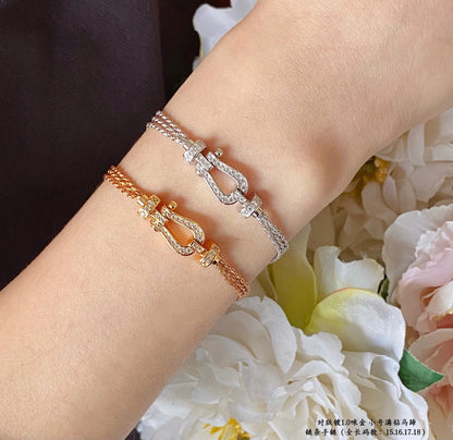 [Panda Jewelry]FORCE SMALL HORSESHOE  DIAMOND CHAIN ROPE BRACELET