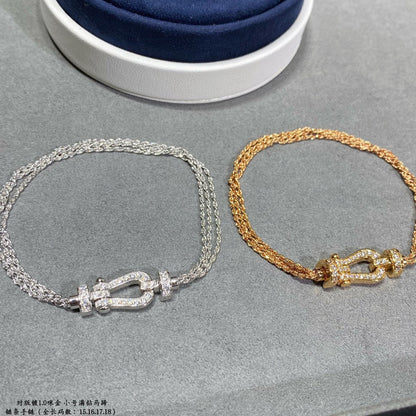 [Panda Jewelry]FORCE SMALL HORSESHOE  DIAMOND CHAIN ROPE BRACELET