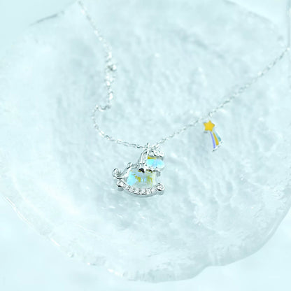 925 Silver Pony Necklace with Crystal