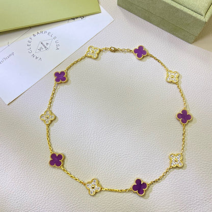 [Panda Jewelry Jewelry]CLOVER 10 MOTIFS  PURPLE VIOLET DIAMOND NECKLACE
