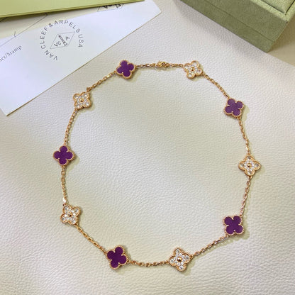 [Panda Jewelry Jewelry]CLOVER 10 MOTIFS  PURPLE VIOLET DIAMOND NECKLACE