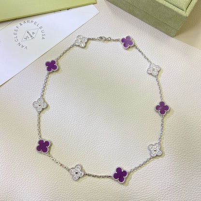 [Panda Jewelry Jewelry]CLOVER 10 MOTIFS  PURPLE VIOLET DIAMOND NECKLACE