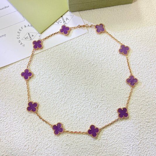 [Panda Jewelry Jewelry]CLOVER 10 MOTIFS  PURPLE VIOLET  NECKLACE