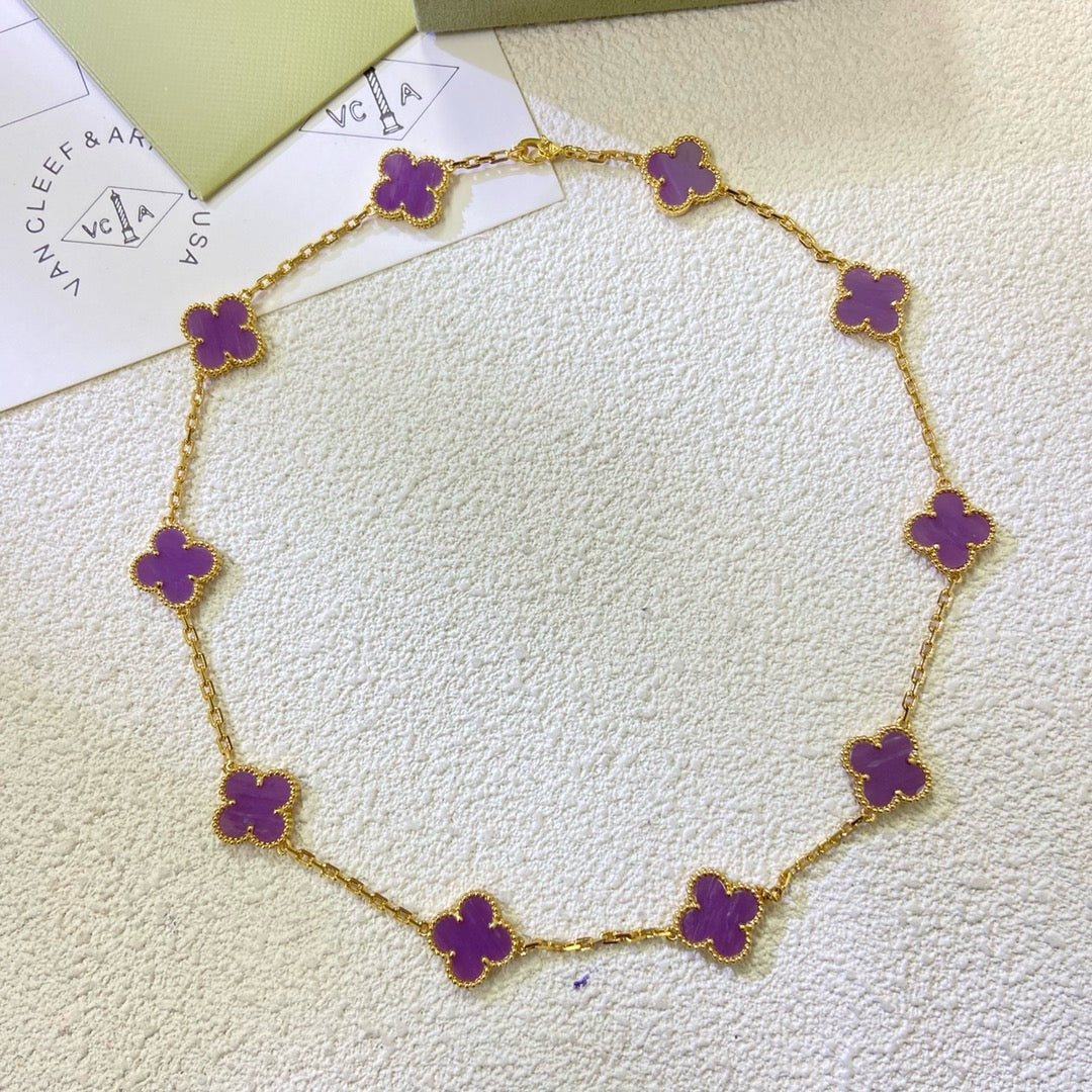 [Panda Jewelry Jewelry]CLOVER 10 MOTIFS  PURPLE VIOLET  NECKLACE