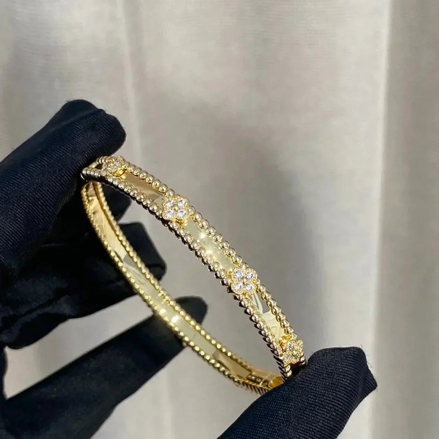 [Panda Jewelry]CLOVER BRACELET 4MM DIAMONDS