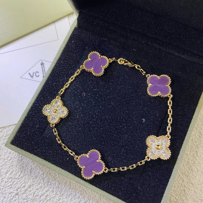 [Panda Jewelry] CLOVER 5 MOTIF VIOLET BRACELET COLLECTION