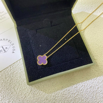 [Panda Jewelry Jewelry]CLOVER 15MM  PURPLE VIOLET NECKLACE