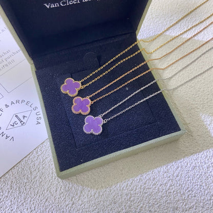 [Panda Jewelry Jewelry]CLOVER 15MM  PURPLE VIOLET NECKLACE
