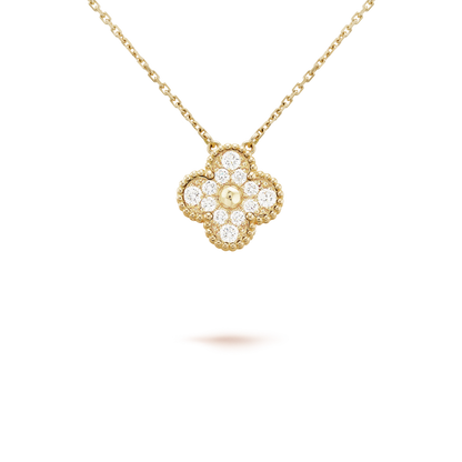 [Panda Jewelry]CLOVER 15MM DIAMOND SINGLE FLOWER NECKLACE