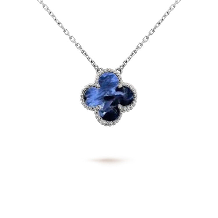 [Panda Jewelry]CLOVER 15MM PIETERSITE NECKLACE SILVER