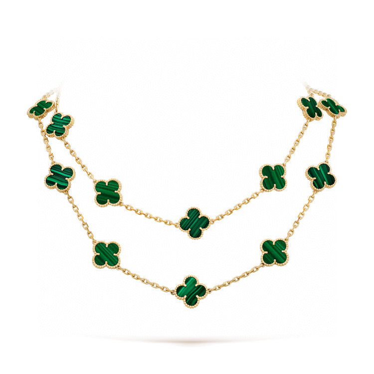 [Panda Jewelry]CLOVER 20 MOTIFS MALACHITE GOLD