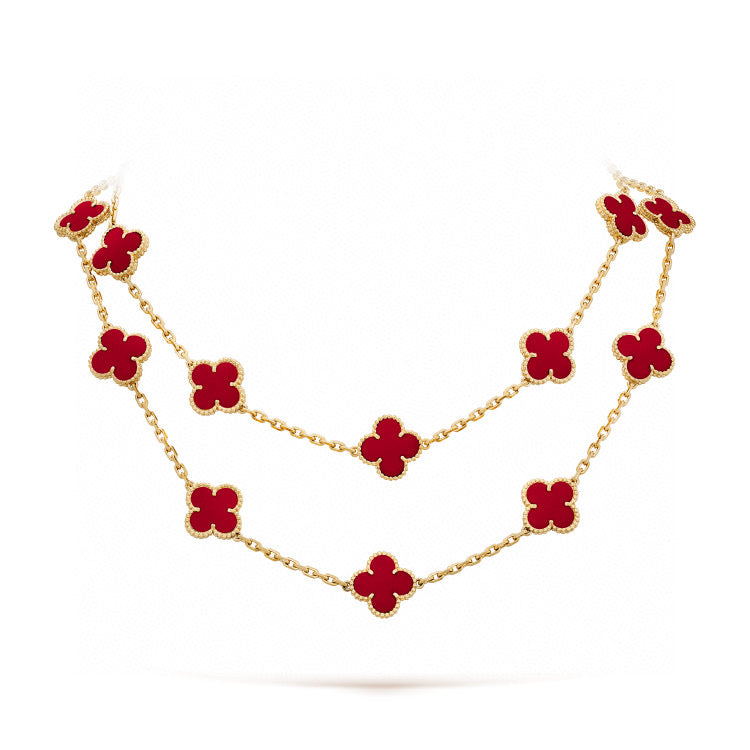 [Panda Jewelry]CLOVER 20 MOTIFS CARNELIAN NECKLACE