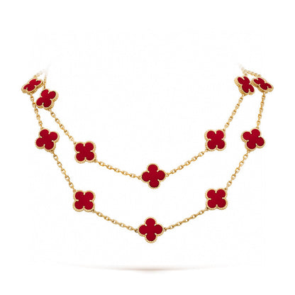 [Panda Jewelry]CLOVER 20 MOTIFS CARNELIAN NECKLACE
