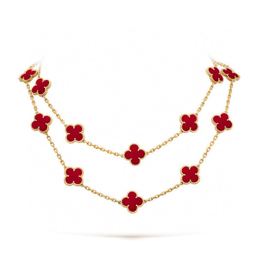 [Panda Jewelry]CLOVER 20 MOTIFS CARNELIAN NECKLACE
