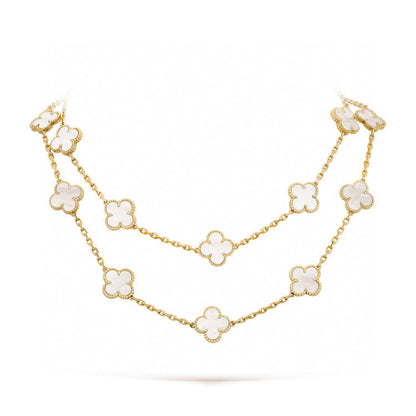 [Panda Jewelry]CLOVER 20 MOTIFS WHITE MOP NECKLACE