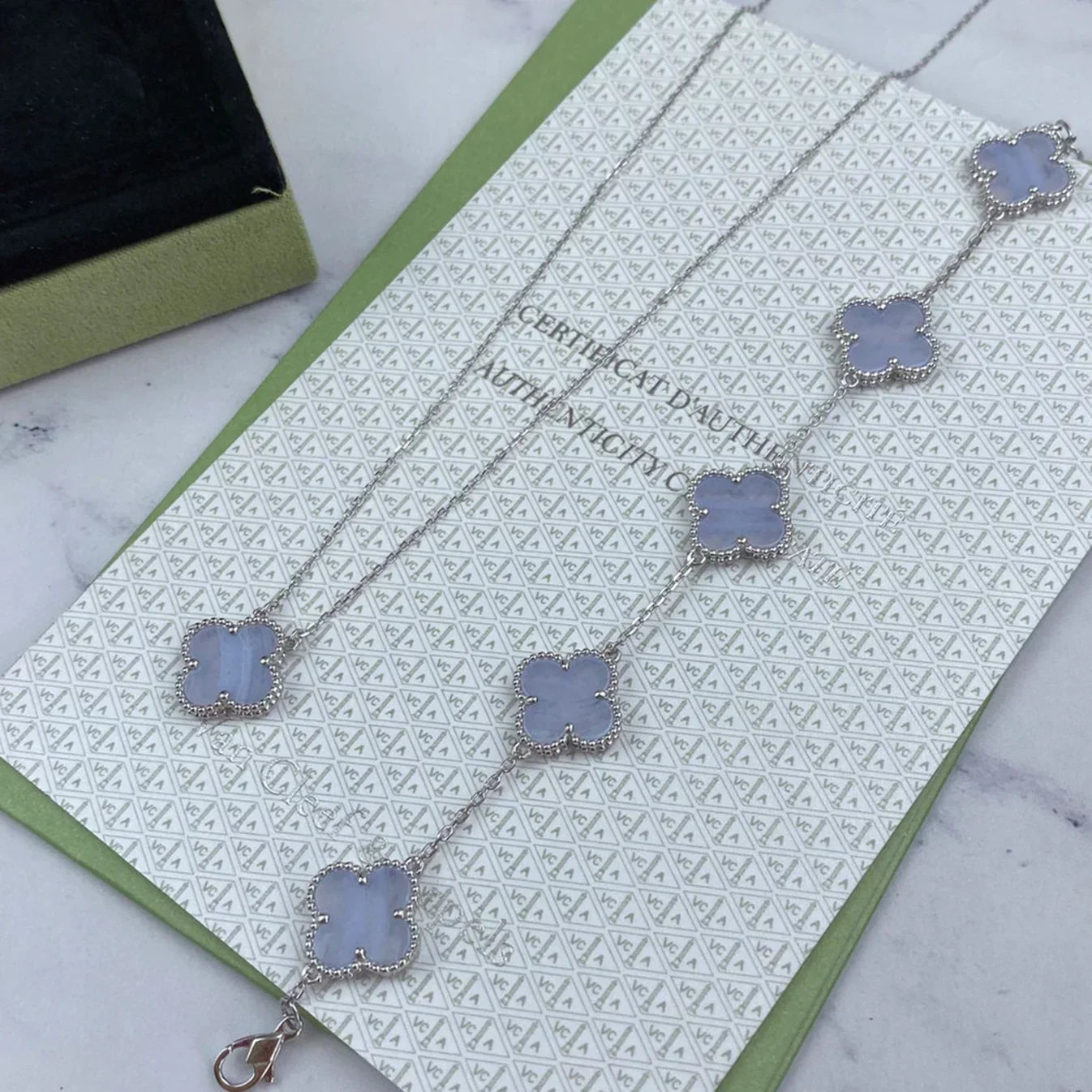 [Panda Jewelry] CLOVER 5 MOTIF PURPLE CHALCEDONY BRACELET COLLECTION