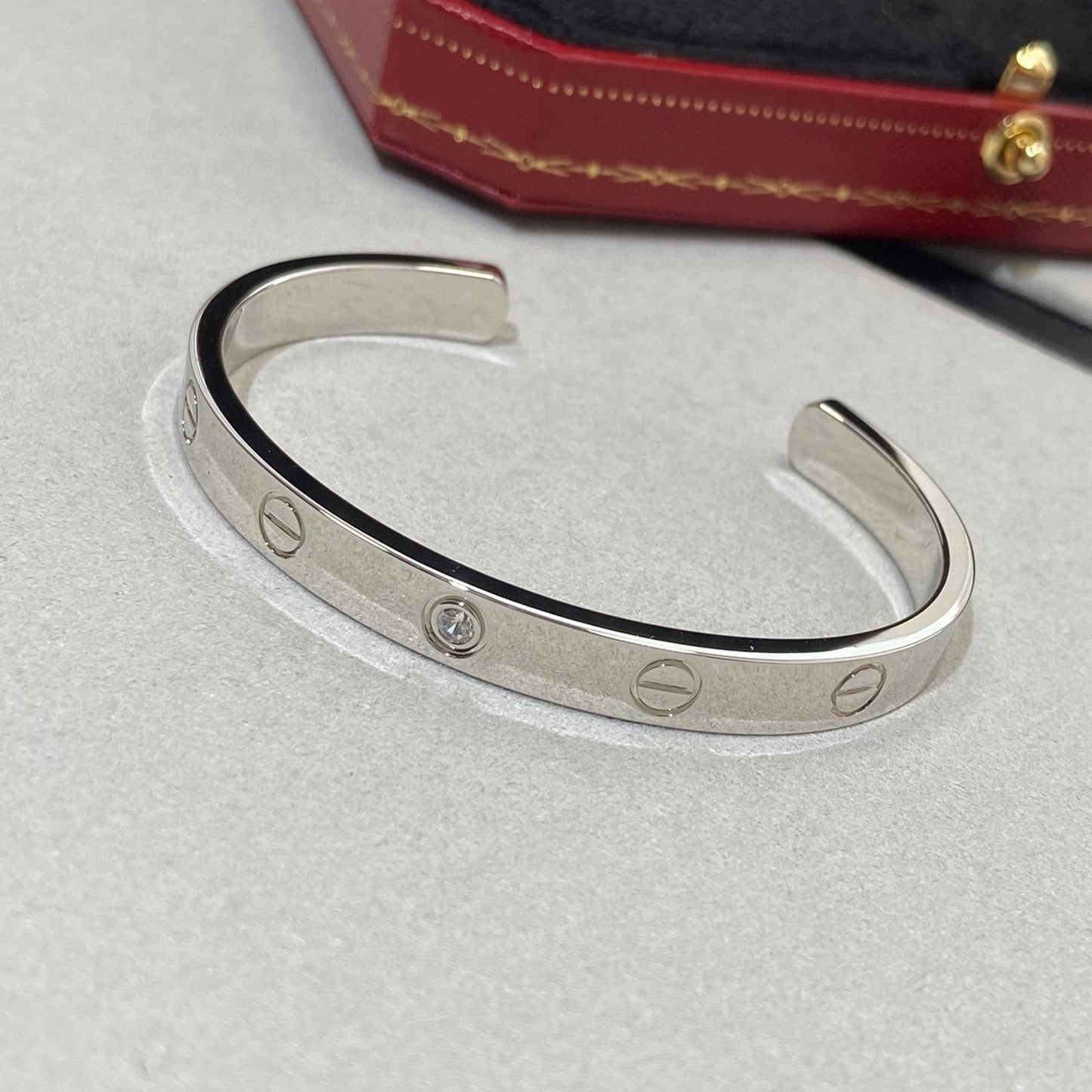 [Panda Jewelry]LOVE BRACELET 6.1MM 1 DIAMOND OPEN CUFF