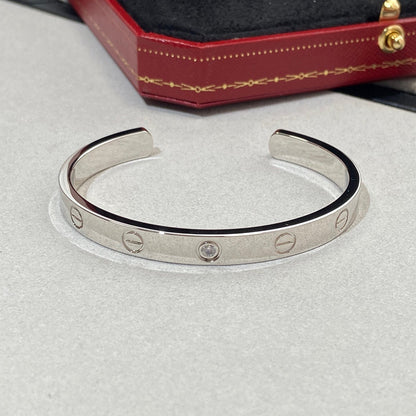 [Panda Jewelry]LOVE BRACELET 6.1MM 1 DIAMOND OPEN CUFF