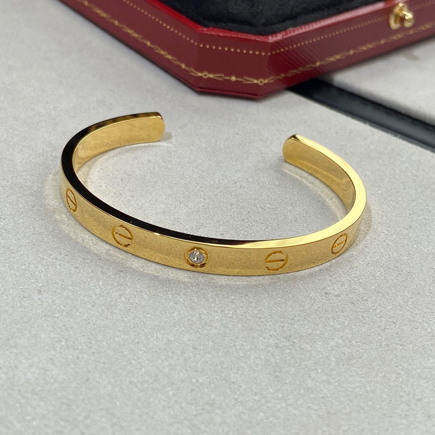 [Panda Jewelry]LOVE BRACELET 6.1MM 1 DIAMOND OPEN CUFF