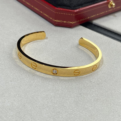 [Panda Jewelry]LOVE BRACELET 6.1MM 1 DIAMOND OPEN CUFF