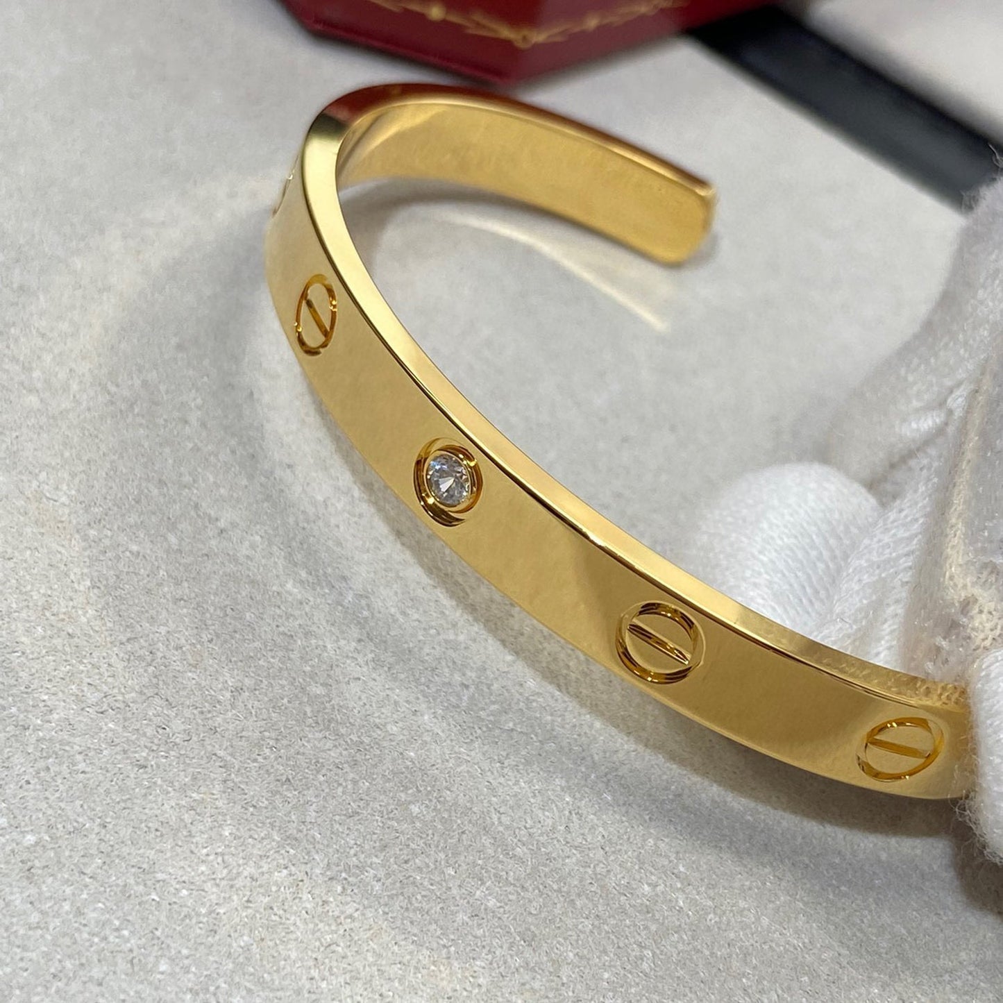[Panda Jewelry]LOVE BRACELET 6.1MM 1 DIAMOND OPEN CUFF