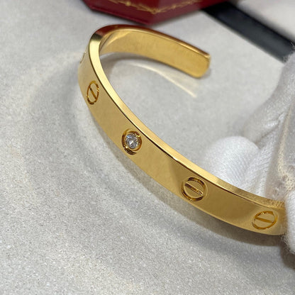 [Panda Jewelry]LOVE BRACELET 6.1MM 1 DIAMOND OPEN CUFF