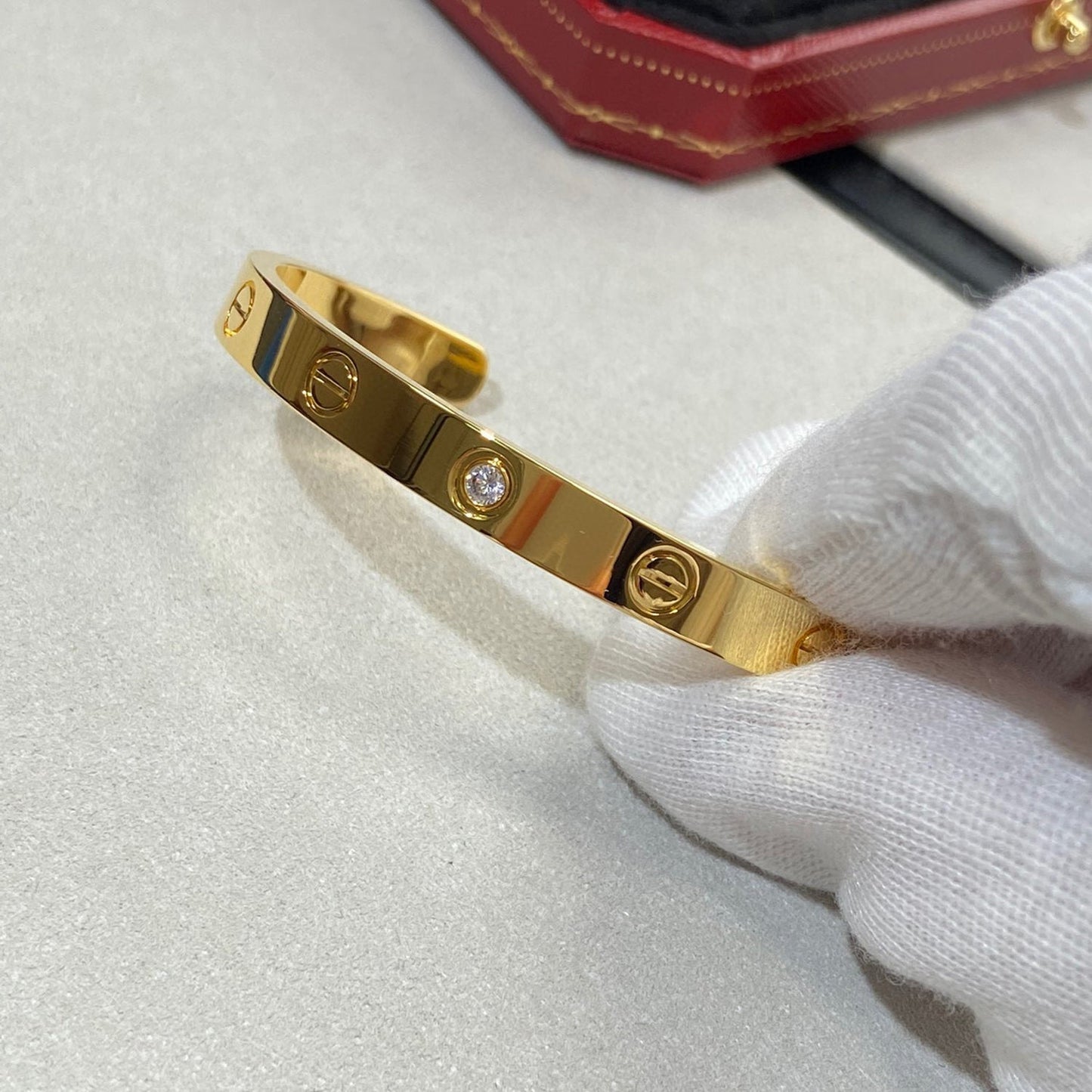 [Panda Jewelry]LOVE BRACELET 6.1MM 1 DIAMOND OPEN CUFF