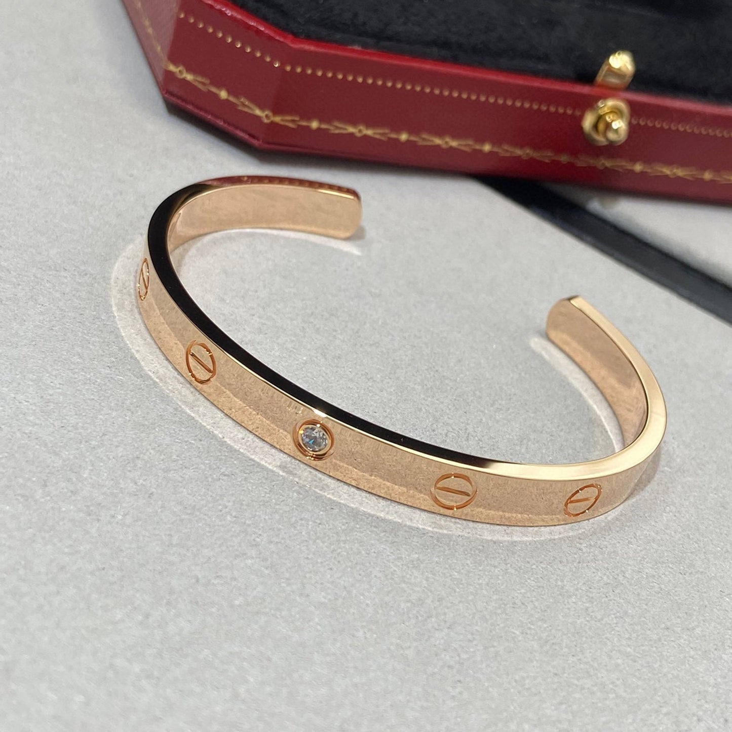 [Panda Jewelry]LOVE BRACELET 6.1MM 1 DIAMOND OPEN CUFF