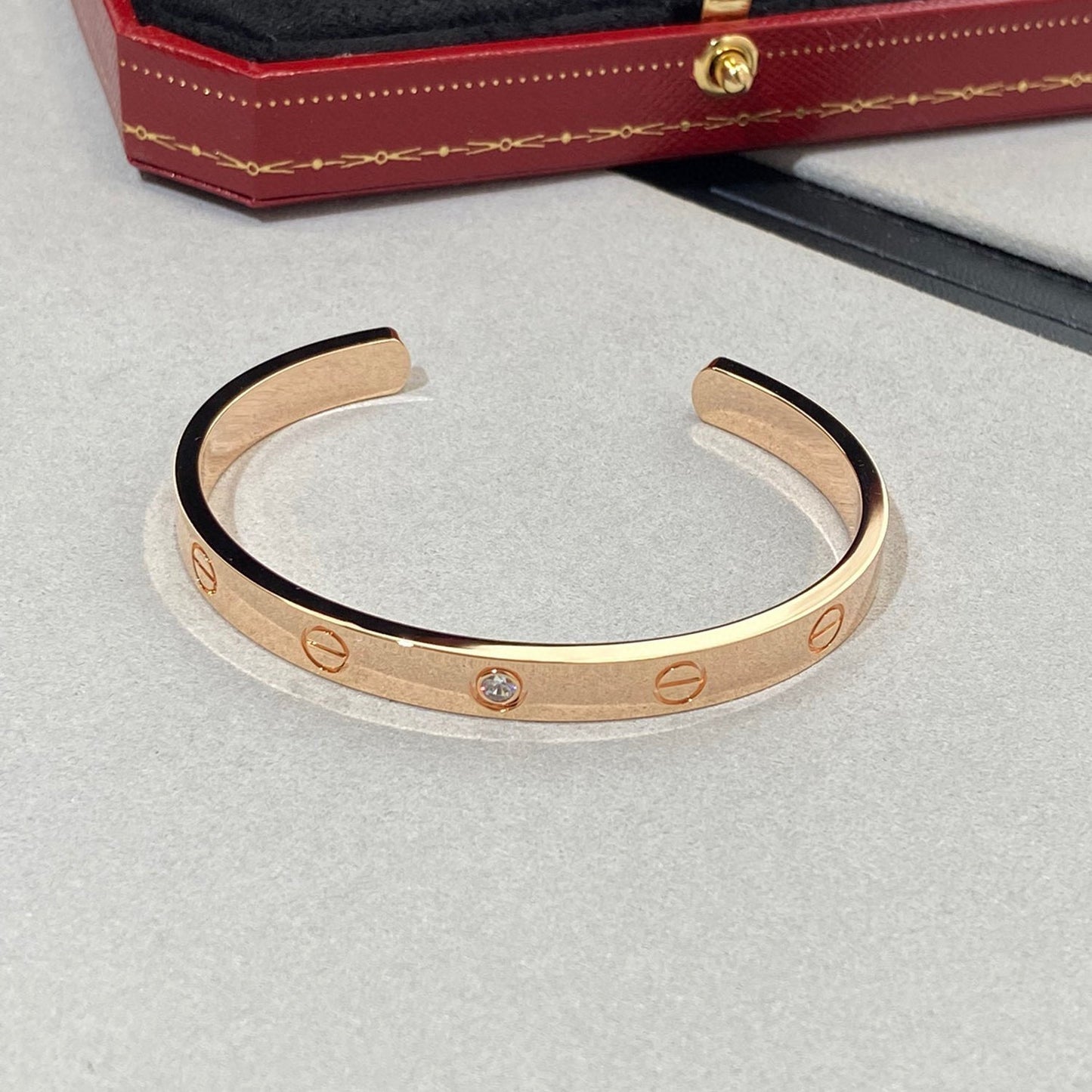 [Panda Jewelry]LOVE BRACELET 6.1MM 1 DIAMOND OPEN CUFF