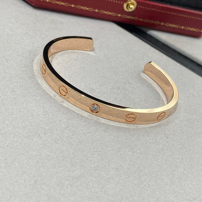 [Panda Jewelry]LOVE BRACELET 6.1MM 1 DIAMOND OPEN CUFF