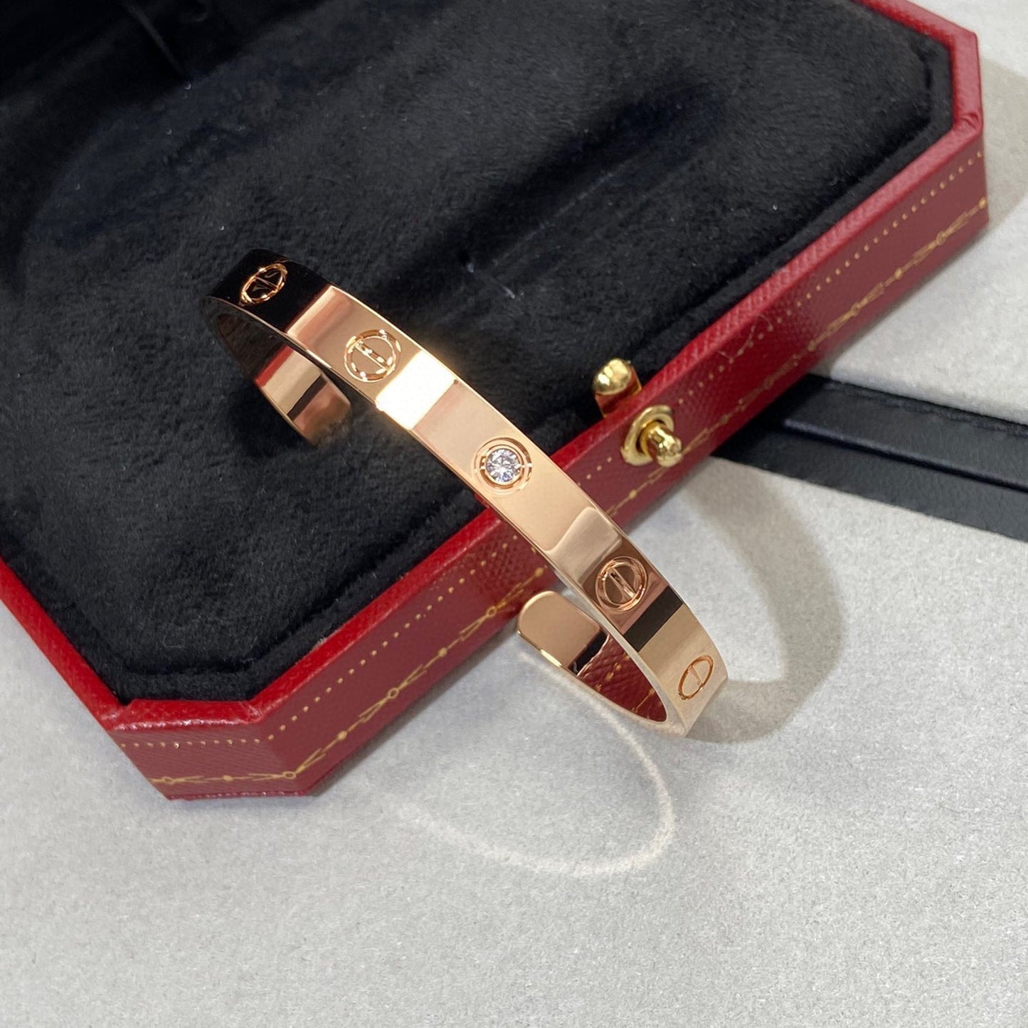 [Panda Jewelry]LOVE BRACELET 6.1MM 1 DIAMOND OPEN CUFF