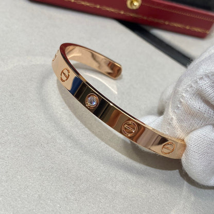 [Panda Jewelry]LOVE BRACELET 6.1MM 1 DIAMOND OPEN CUFF