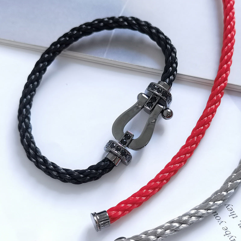 [Panda Jewelry]FORCE LARGE SERIES HORSESHOE BLACK SAMURAI BRACELET