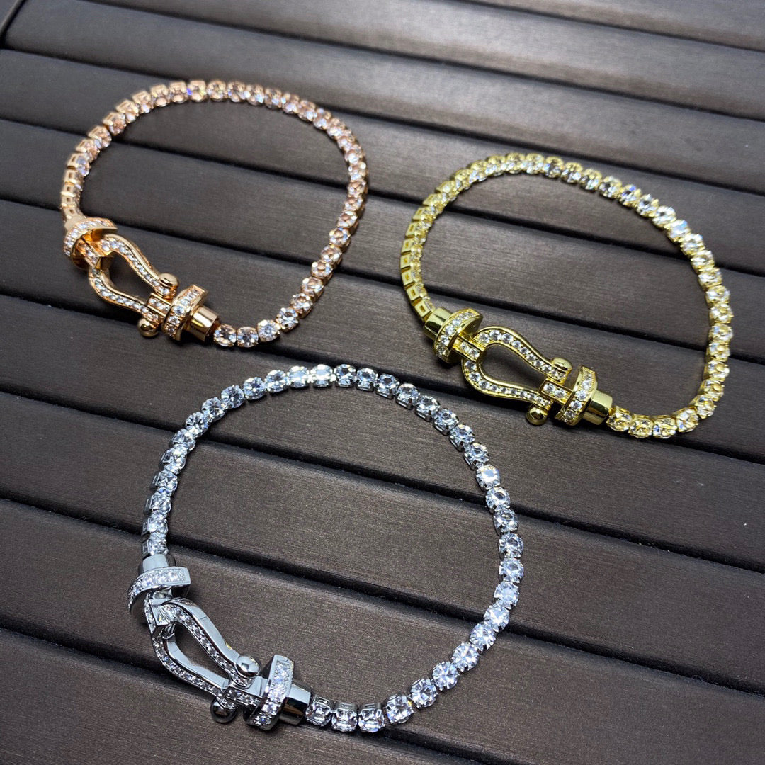 [Panda Jewelry]FORCE  LARGE HORSESHOE FULL DIAMOND TENNIS BRACELET