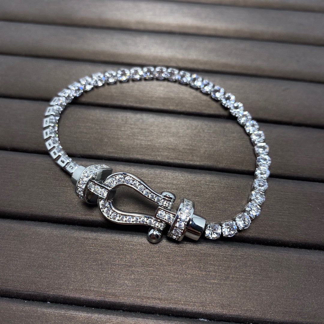 [Panda Jewelry]FORCE  LARGE HORSESHOE FULL DIAMOND TENNIS BRACELET