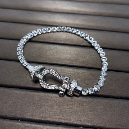 [Panda Jewelry]FORCE  LARGE HORSESHOE FULL DIAMOND TENNIS BRACELET